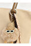 Beige Zippered Girl's Pompom Shoulder Bag - 3