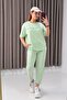 Women's Modal Fabric Ribbed Tracksuit Set Green - 2