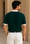 Men's Emerald Green Knitwear Polo Neck T-Shirt - 5