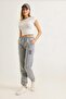 Embroidered 3-Thread Embroidered Tracksuit Gray Women's - 3