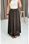 Women's Wrinkled Model Lined Skirt Brown - 2