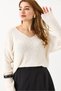 V-Neck Speckled Detailed Knitwear Sweater Cream - 3
