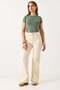 Women's flared leg lycra jean cream - 3