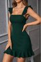 Women's Strappy Square Neck Skirt Ruffled Short Trendy Crepe Dress- Summer - 2