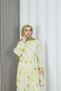 Women's Modal Fabric Floral Patterned Hijab Half Placket Buttoned Summer Dress Yellow Hnt2130 - 7