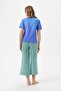 Women's Blue Green Striped Wide Leg Capri Pajama Set 29044 - 4