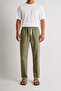 Men's Comfortable Fit Linen Trousers with Embroidery Detail and Elastic Waist E225 - 2