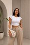 Women's White Color Crew Neck Short Sleeve Cotton Stretchy Crop Body