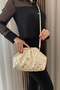 Women's Beige Gold Polka Dot Tote Bag - Long Strap Daily and Evening Dress Bag - 4