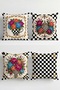 Flowers in a Checkered Pot Patterned 4-Piece Throw Pillow Cover Set - 3