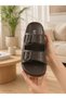 Women's Double Buckle Brown Slippers Anatomical Sole Daily Comfortable Summer Slippers - 4