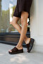 Still Women's Brown Genuine Leather Suede Single Strap Padded Slippers - 3