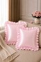2-Piece Ruffled 45X45 Decorative Throw Pillow Cover 100% Cotton Satin with Zipperless Cover 45X45 cm