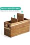Acacia Wood Utensil Holder For Countertop, Large 3-Compartment Cooking Tool Organizer With Removable Divider, Rustic Style For Kitchen Décor - 3