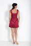 Women's Square Collar Lined Self-Tie Side Lace-Up Short Satin Dress - 4