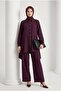 Casual Cut Shirt and Collared Trousers Two-Piece Set Burgundy 26Yt607 - 5