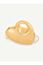 Gold Shk320 Heart Shaped, Metallic Look, Evening Dress, Clutch, Hand and Shoulder Bag - 5