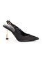 Satin Heeled Shoes Pointed Toe Thin Metallic Heel Slingback Stylish Evening Dress Jurdan Sole L085.K3015 - 2
