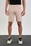 Light Beige Men's Regular Fit Two-Thread Zipper Pocket Cotton Shorts