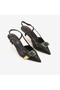 Women's Stoned Buckle Detailed Slingback Pointed Toe 6cm Heeled Shoes 7124 - 3