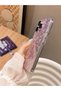 iPhone 16 Pro Compatible Pink Tulip Pattern Holographic Phone Case with Glitter Effect - 5