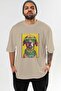 For Dog Lovers 21 Front Dog Print Beige Oversize T-Shirt 100% Cotton Unisex Dog Lover Premium Design - 2