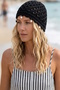 Black Color Pearl Mesh Knitted Hair Bandana Hat