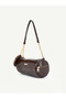 Wrinkled Textured Brown Shk327 Cylinder Bag, Wallet Charm, Zipper, Women's Hand, Arm and Shoulder Bag - 3
