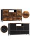 8-Drawer LED TV Stand with Power Supply and USB Port, 22 Light Modes, Wide Storage Cabinet with Wooden Top for Bedroom/Living Room, Fabric Drawers, Fits - 3