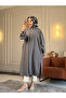 6523 - Comfortable and Stylish Buttoned Pocketed Soft Modal Fabric Long Shirt Collar Women's Cap - 2