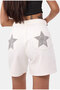 Women's Off-White T-7S6-101 Mom Relax Star Detailed Design Denim Shorts - 4