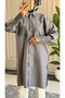 6544 - Comfortable and Stylish Buttoned Pocket Sleeve Pocket Embroidery Detailed Soft Modal Fabric Long Women's Tunic - 5