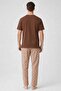 Egyptian Men's Cotton Crew Neck Buttoned Pajama Set Brown/Beige - 2