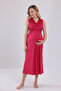 Cherry Lace Design Strappy Cotton Maternity Nightgown - 3