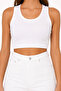 Women's White Thick Strap Crop Tank Top – Basic Sporty and Everyday Wear Bustier with Stretchy Fabric - 4