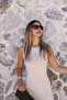 Beige Corded Sleeveless Long Dress - 3