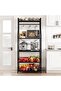 5 Tier Kitchen Oven Rack with 2 Large Wire Baskets, Sturdy Microwave Stand, Industrial Coffee Bar Station, Spice and Pot Organizer with 8 Hooks, Black - 8