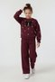 Burgundy Bow Detailed Elastic Waist Girls' Tracksuit Set 24544 - 2