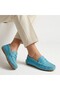 Varli Blue Genuine Leather Ballerina Shoes - 4