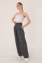 Women's Anthracite High Waist Linen Palazzo Trousers - 3