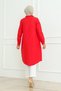 Women's Premium Extra Long Daily Red Polo Collar Hijab Shirt Dress - 7