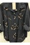 Women's Black Italian Plus Size Floral Embroidered Sequin Embroidered Folded Long Sleeve Shirt 42 - 48 Size - 2