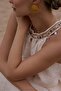 Stone Beige Long Dress with Embroidered Collar 3454 - 3