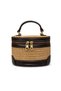 Straw Detailed Round Women's Shoulder and Hand Bag with Chain Strap and Zipper Mini Bag Black - 2