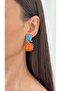 Special Series Bone Detail Double Square Design Gold Earrings