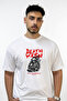 Skeleton Skateboard Design Printed Oversize White T-Shirt