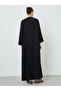 Black Solid Open Front Abaya - 4