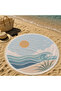 Round Beach Towel 150 cm Sun and Sea Wave Pattern Printed Beach Towel - 3