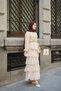 Women's Embroidered Layered Flounce Waist Tie Suit Cream - 3