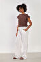Women's Low Sleeve Basic T-Shirt - Brown - 4